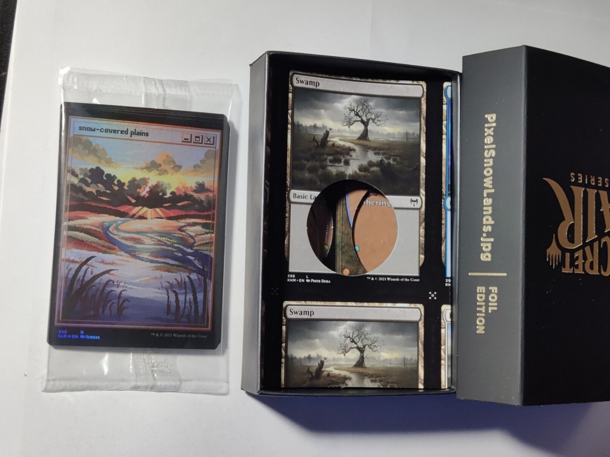 MTG Secret Lair PixelSnowLands.jpg FOIL Open Box w/ Recycled