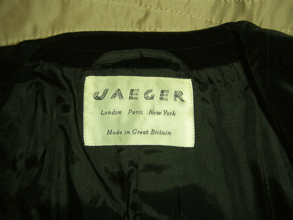 CHAQUETA/BLAZER JAEGER TERCIOPELO NEGRO HECHO EN GRAN BRETAÑA EE. UU. 8-10. ¡CORTE GENEROSAMENTE! Foto 3 de 4