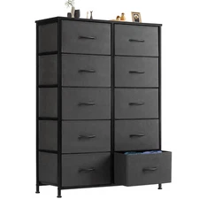 10-Bin Fabric Chest of Drawers Tall Dresser Organizer Storage Tower for Bedroom