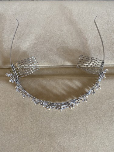 Paris By Debra Moreland Bridal Tiara Crown Ivory Pearl Rhinestones Vintage Look - Picture 7 of 7
