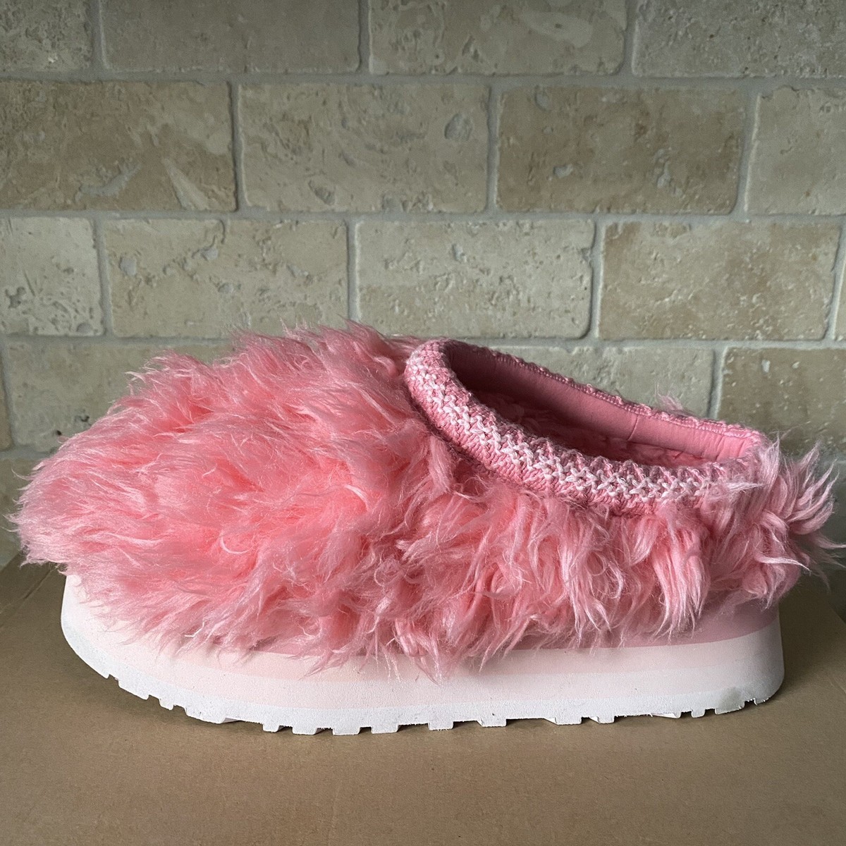 UGG PINK JASMINE FLUFF MOMMA SUGAR TASMAN PLATFORM SLIPPERS