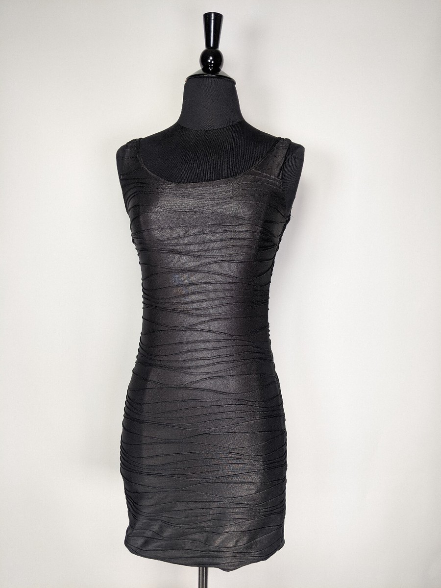 soprano bodycon dress Black Stripe Textured Stretch Sleeveless Size S Womens dresses
