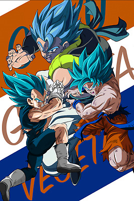 Dragon Ball Super Poster Vegeta Blue and Goku Blue with Broly 18inches  x12inches