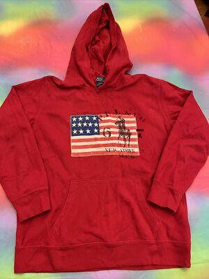 Polo By Ralph Lauren Red Hoodie Sweatshirt Size L 14/16