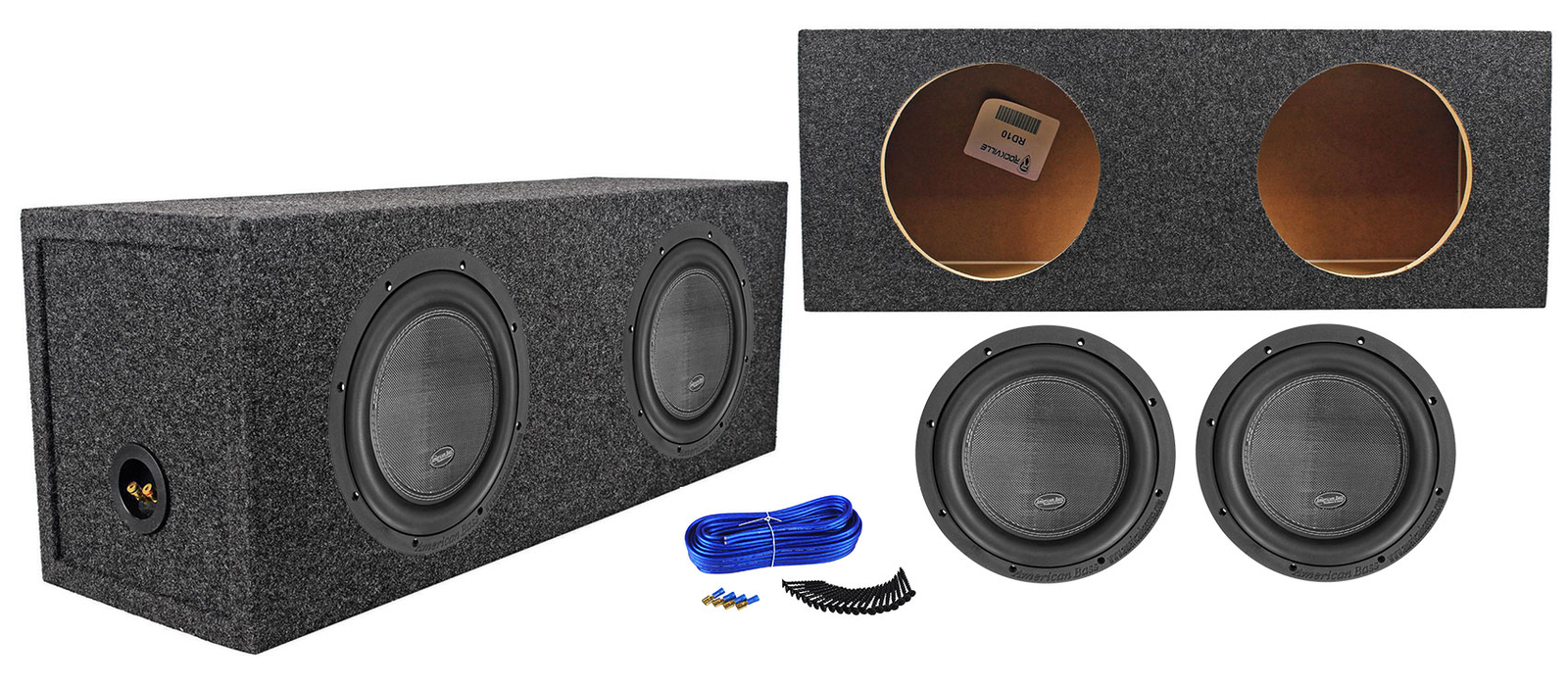 2 American Bass XR-10D4 мощностью 2000 Вт 10 автомобильных аудиосистемных сабвуферов Герметичный корпус Sub Box 63390₽