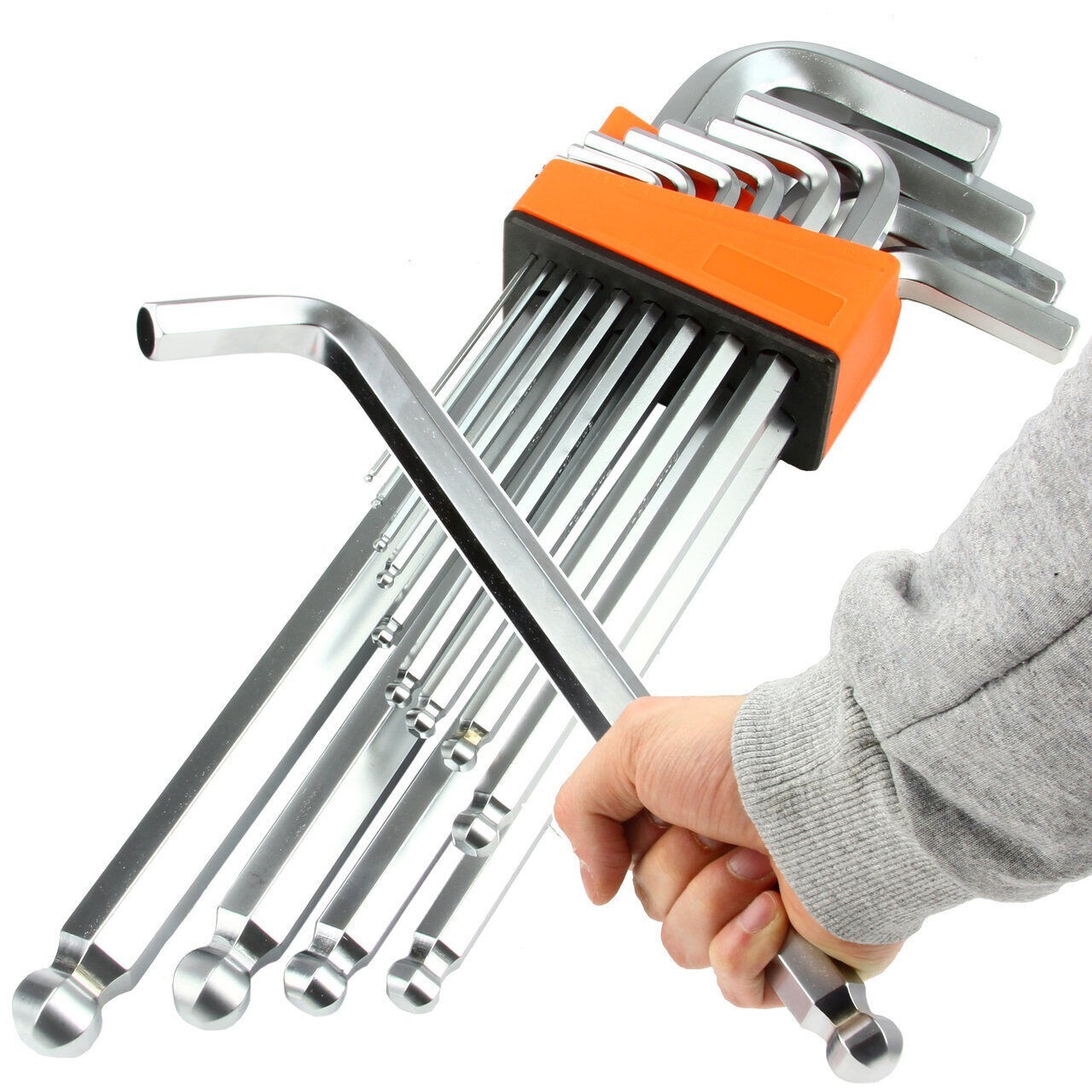 Set Chiavi a Brugola Professionali Testa Sferica Esagonale 12 Pz