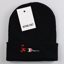 Actual Fact MF Doom Champion Hip Hop Roll Up Black Beanie Hat