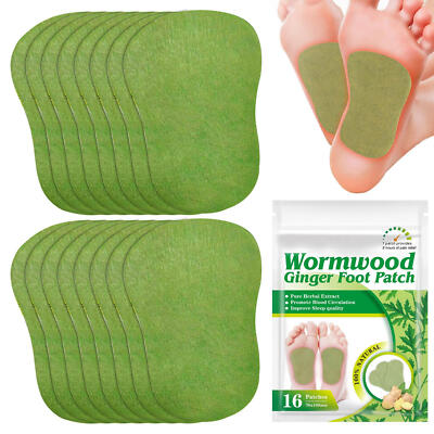 16x Ginger Wormwood Foot Patch Self Heating Detox Cleansing Body Toxins Plaster