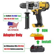 Adapter Convert for Milwaukee M18 RED Battery To for DeWalt 20v XR Cordless Tool