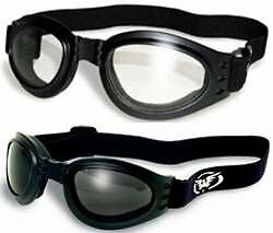 2 Padded Motorcycle Goggles Day Night They Fold in Half for Easy Storage