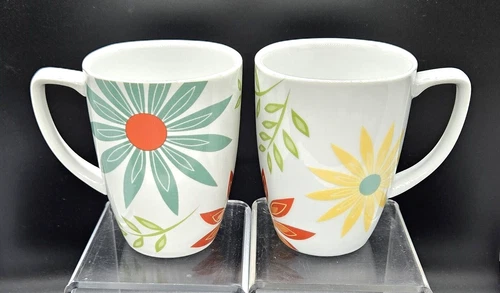 Set of 2 Corelle Coordinates Mugs ~ Happy Days ~ Porcelain