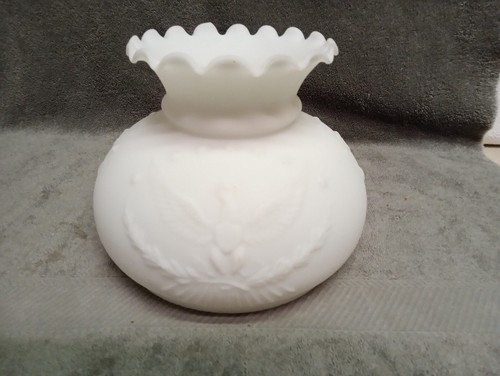 American Eagle Satin Milk Glass Lamp Shade For Kerosene Or Electric Lamps 8"