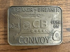Men's Vintage CB Radio Belt Buckle BREAKER BREAKER 10-4 Convoy