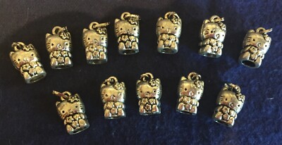 DOZEN(12) W/LOOP BALE 3-DIMENSIONAL FIGURAL HELLO KITTY SILVER CHARM BRACELET