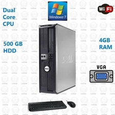 Dell Desktop Computer PC Dual Core CPU 4GB RAM 250GB HD Windows 7 64bit WIFI