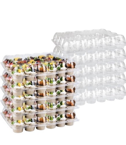 Set Of 15 2 Dozen 24 Cupcake Holder With Dome Lid Clear Plastic 360 Capacity