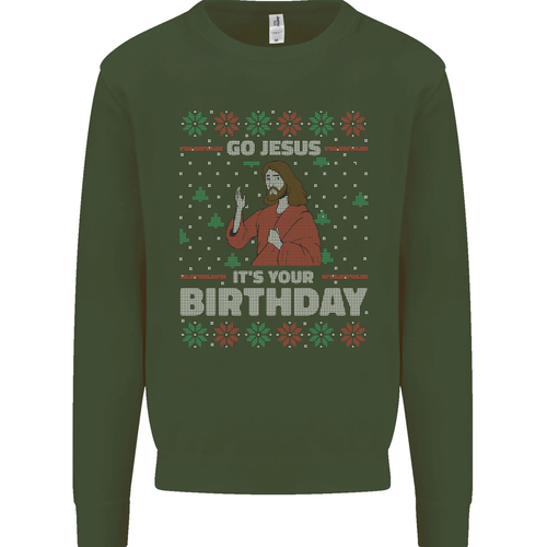 Go Jesus Its Your Birthday Funny Christmas Kids Sweatshirt Jumper - Picture 34 of 82