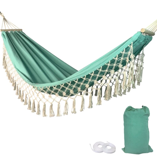 Boho Hammock Camping Hammock Outdoor Hanging Swing Sleeping Garden Patio US - Picture 19 of 31