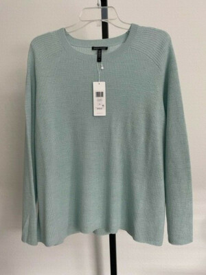 NWT $258 Eileen Fisher 1X Fine Merino Wool Sweater Top 'Clearwater' Mint/Seafoam