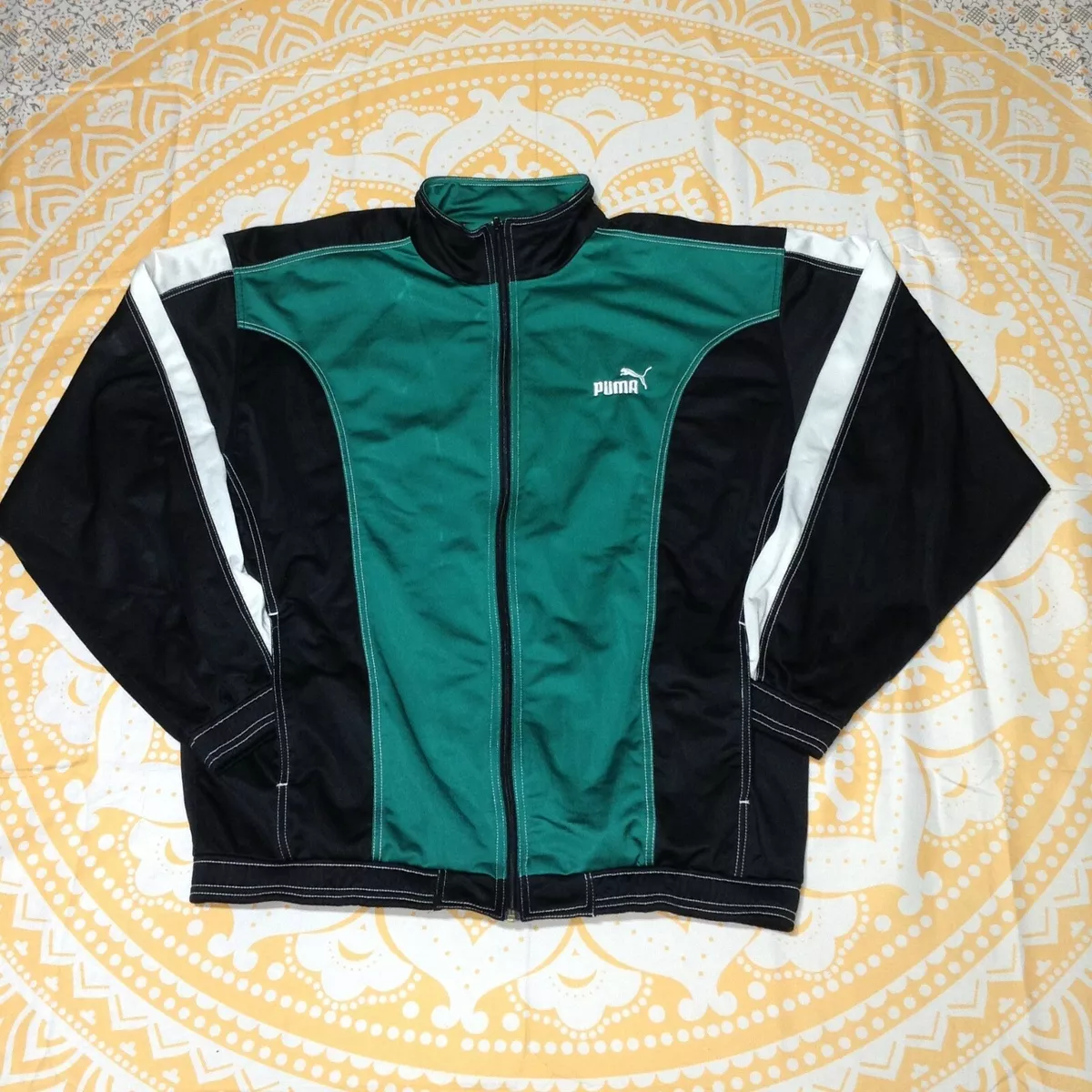 Puma black and sales green tracksuit