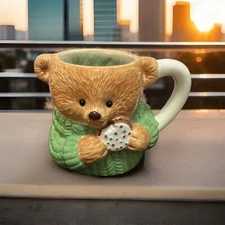 Hallmark Ceramic Mug Large Teddy Bear Christmas Coffee Mug Planter  #31542