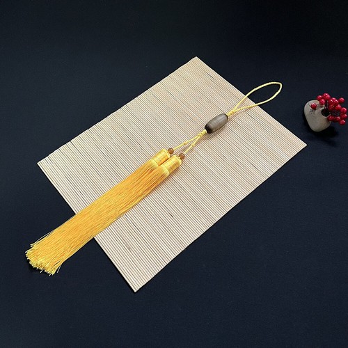 Silk Matial Arts Tai Chi Sword Tassel Bead For Katana Samurai Sword Yellow 55cm - Picture 2 of 5