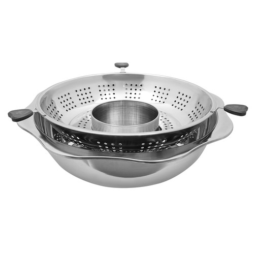 Platos y divisor de fondue de acero inoxidable Yin Yang de dos rejillas para rozar olla caliente - Imagen 14 de 19