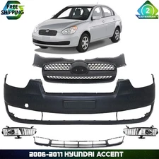 Front Bumper Cover Fascia & Grille Assembly Kit For 2006-2011 Hyundai Accent