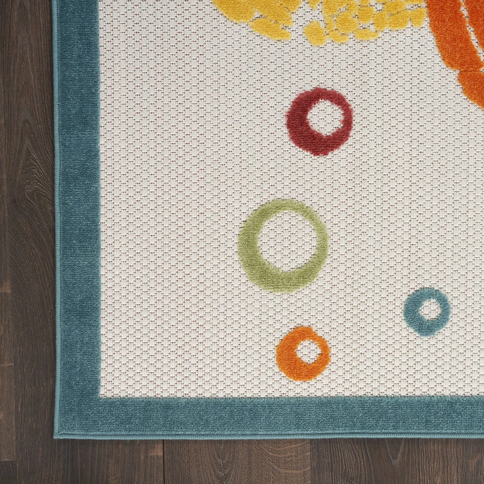 Alfombra Home Aloha Interior/Exterior Verde Azulado Multi 2' x 6', Fácil Limpieza, No Ella... Foto 4 de 4