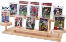 Wooden Trading Card Display Stand, 3-Tier Card Holder for Graded, Sports and TCG