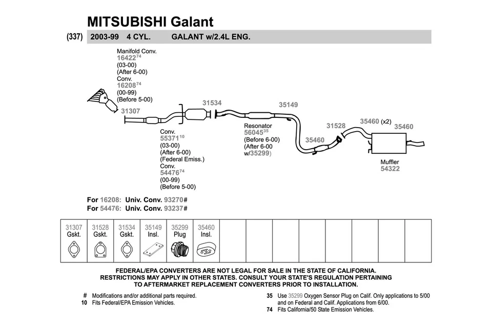 For Mitsubishi Eclipse 1995-2005 Walker Rubber Black Exhaust Hanger - Изображение 4 из 4