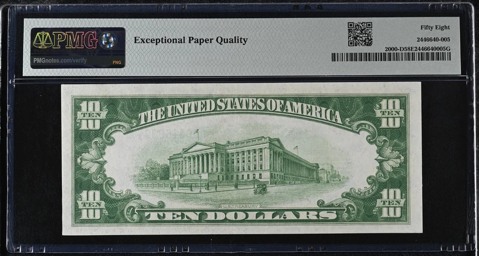 1928 $10 Dollar Federal Reserve Note Fr#2000-D PMG 58 EPQ - Image 2 of 2