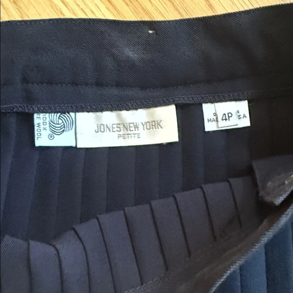 Falda midi plisada vintage Jones New York 100 % lana talla 4P pequeña hecha en EE. UU. Foto 3 de 4