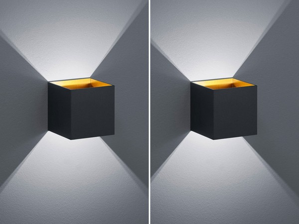 2 KubusföRmige Led Wandleuchten In Schwarz Matt 10X10X10Cm Wandspot WüRfelform-image