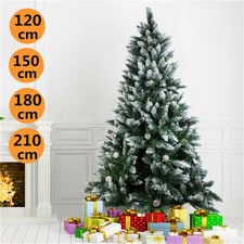 4/5/6/7ft Snow Flocked Christmas Tree Pine  Cone Premium Hinged Artificial Tree