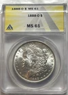 1888-O $ Morgan Silver Dollar ANACS MS 61 90% Silver! Magnificent Example