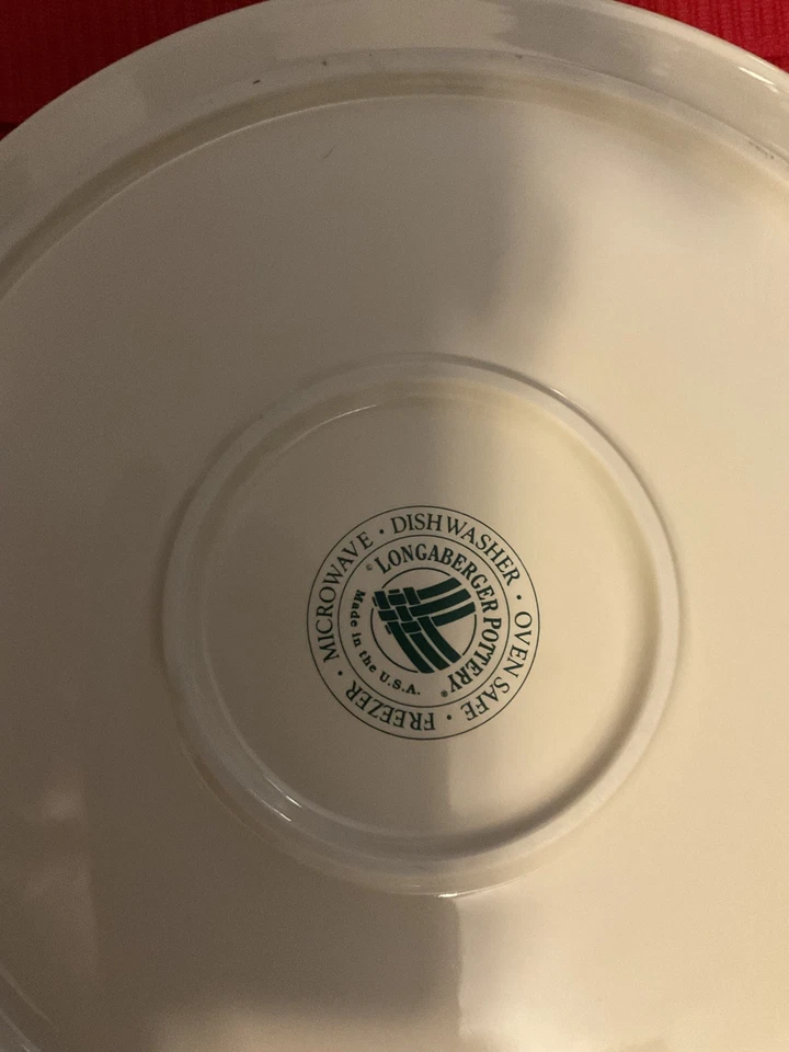 Plato para servir/picar cerámica Longaberger acebo bayas Navidad 14" descontinuar Foto 2 de 2