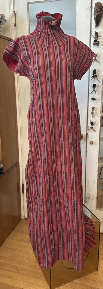 90'S ISSEY MIAKE A POC Shiny Red Colors Gorgeous Dress Size 2 Very Rare! - Image 2 of 4