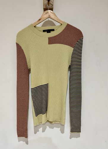Marc Jacobs, Marc Jacobs Vintage Patchwork Striped Ribbed Knit Men's Slim Fit Jumper Size M