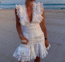 Zimmermann Wayfarer Flutter Dress Size 1 AU 10 US 6 Panelled Cotton Lace Mini