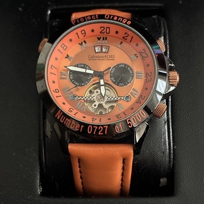 Calvaneo 1583 Astonia Project Orange Herren Automatik Analog Leder orange 0727
