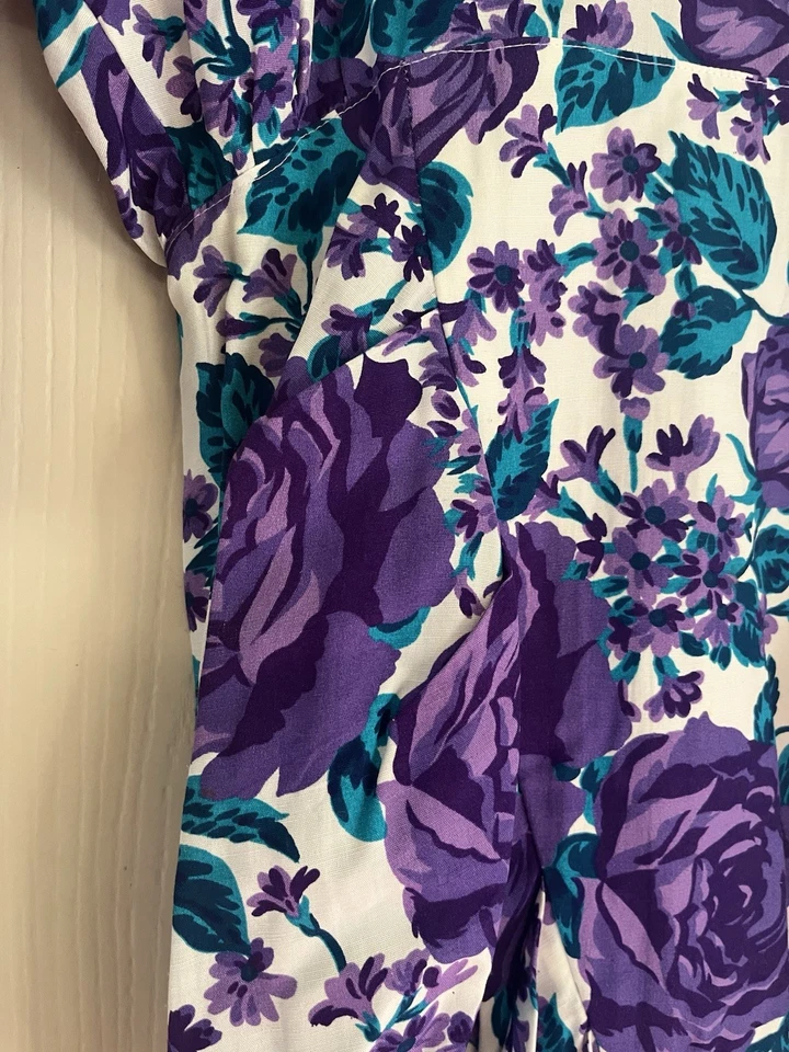 Винтажный 80-х Весенний сад вечеринки собранными в Рюш юбка Bloomcore авангард миди платье S - Изображение 3 из 4