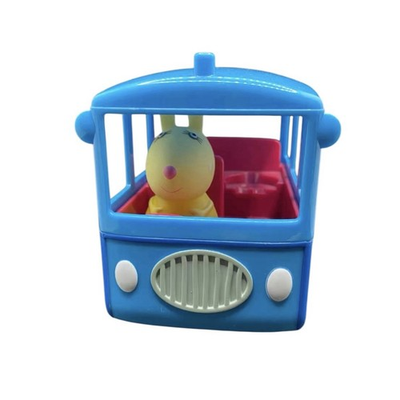 #ad Rare 2003 Edition Mini Blue School Bus 4x4x5.5” Miss Rabbit Is Fixed On Seat $15.00