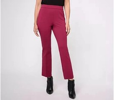 Isaac Mizrahi Live Ponte Baby Bootcut Ankle Pant Sangria Petite Medium A609780