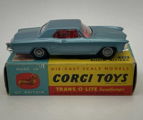 Vintage Corgi 245 Buick Riviera. Cast Wheels. Mint In Very Good Original Box