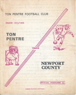 Ton Pentre v Newport County (Friendly) 1973/1974 4 page football programme
