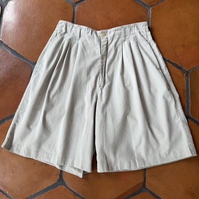Vintage 90s Esprit Collection Beige Pleated Long Shorts Size 11/12 Cotton Preppy