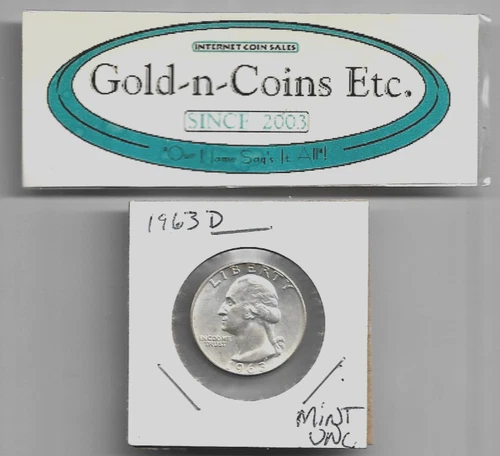 Silver Washington 25c Quarter Uncirculated Condition 1963-D ! Free S&H