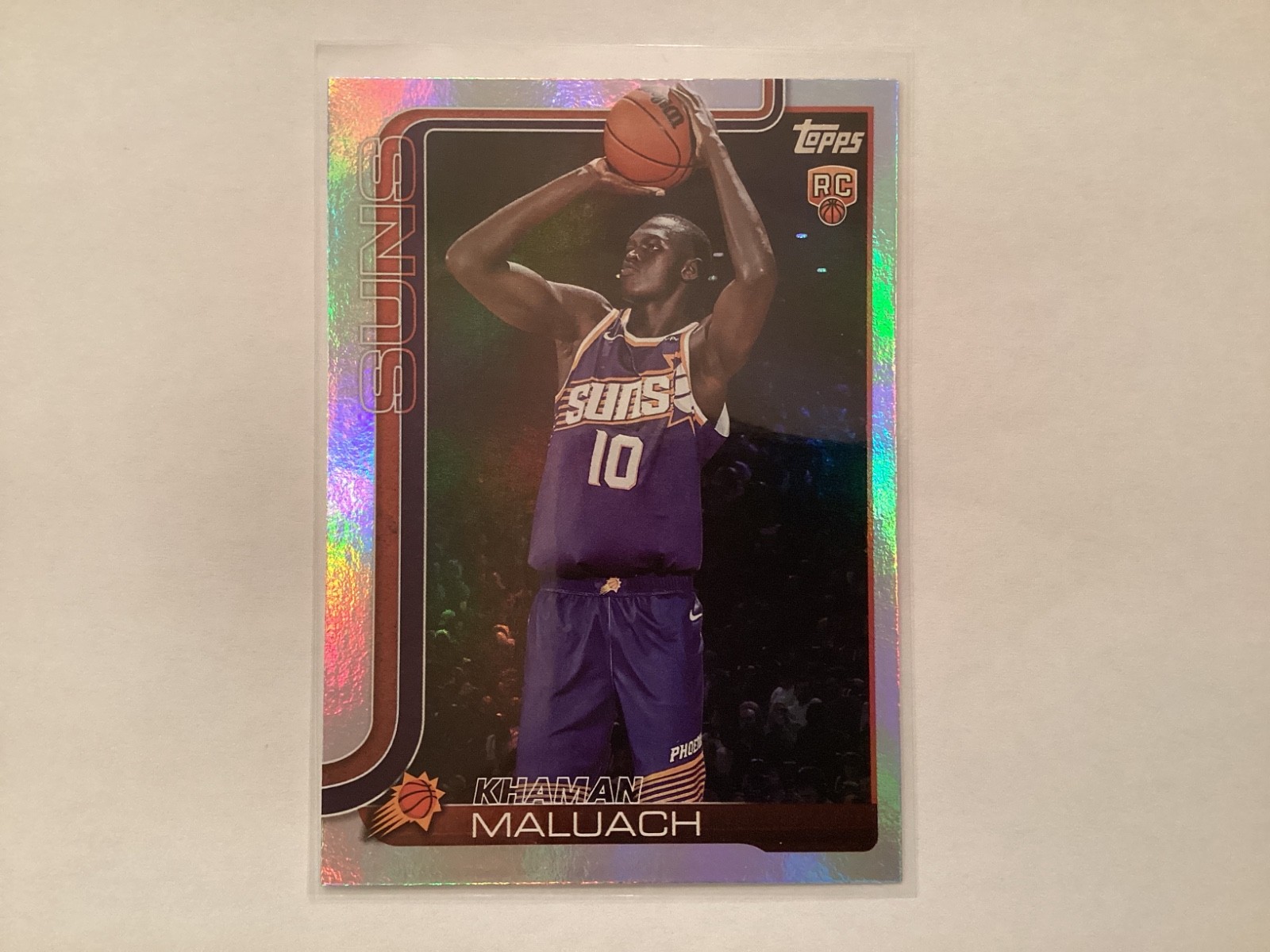 KHaman Maluach 2025-26 Topps Flagship Rainbow Foil Rookie Card # 210 Suns