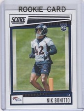 NIK BONITTO ROOKIE CARD Denver Broncos Football Nick 2022 SCORE NFL RC. rookie card picture